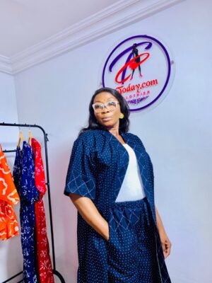 Navy Kimono Jacket & Trouser Set